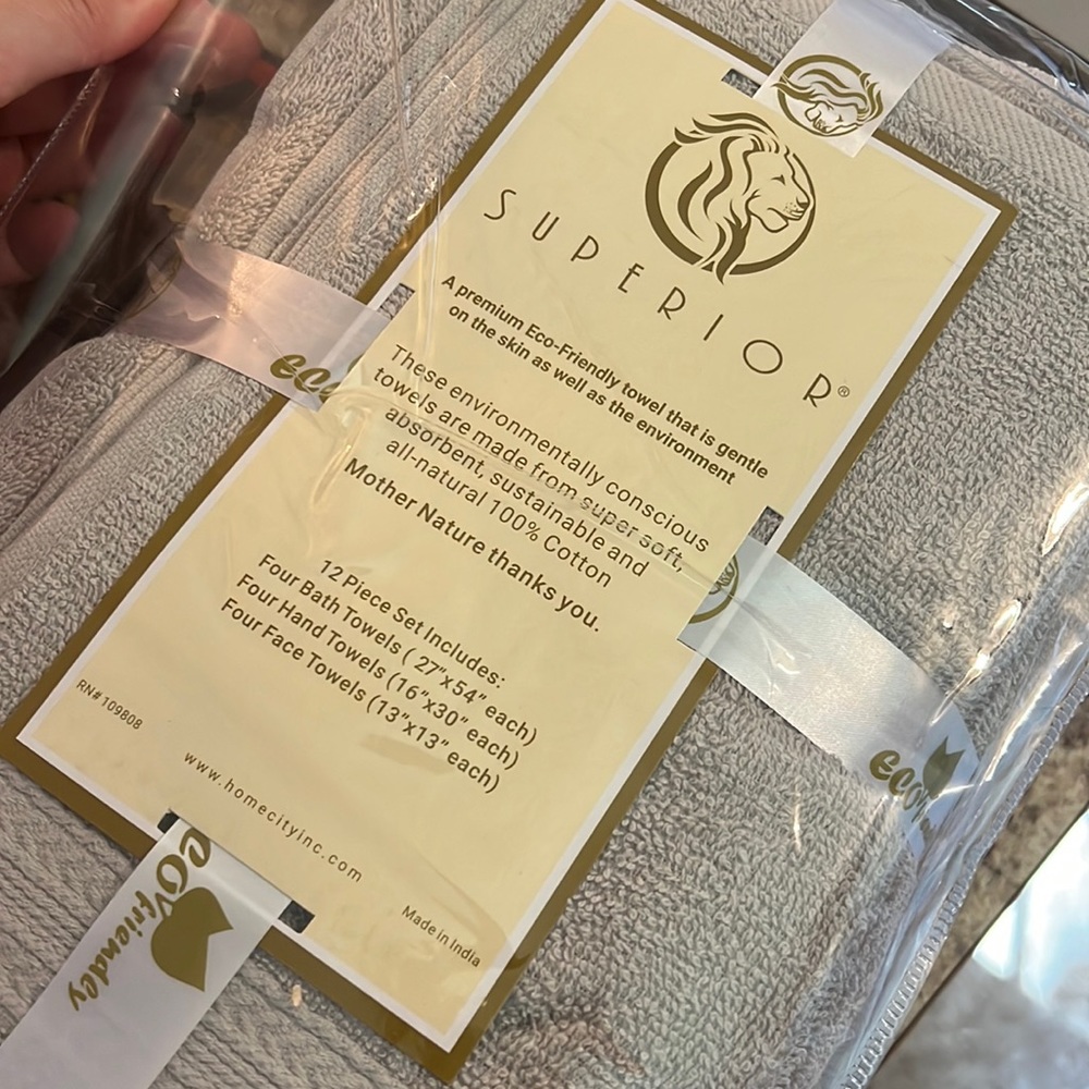 12 piece towel set 100% cotton
